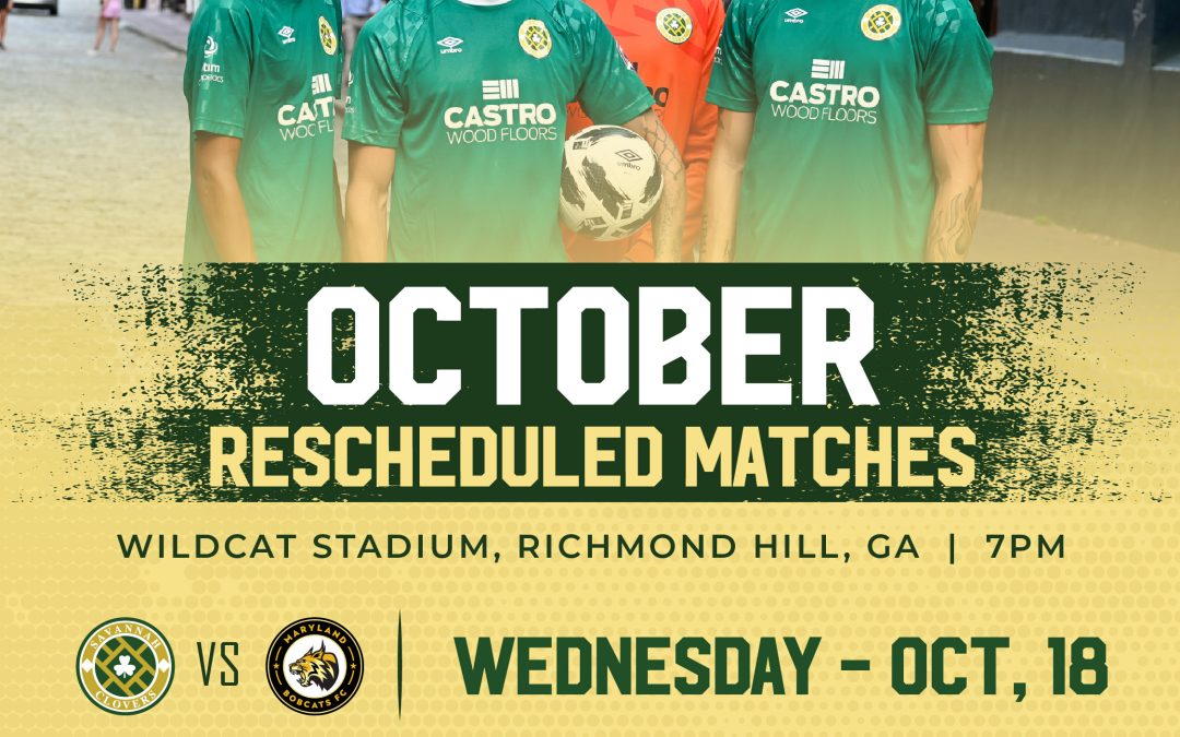 Savannah Clovers Announce Rescheduled Matches For October